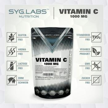 Syglabs Vitamin C 1000mg 500 Tabletten - mit Hagebutte und Bioflavonoiden